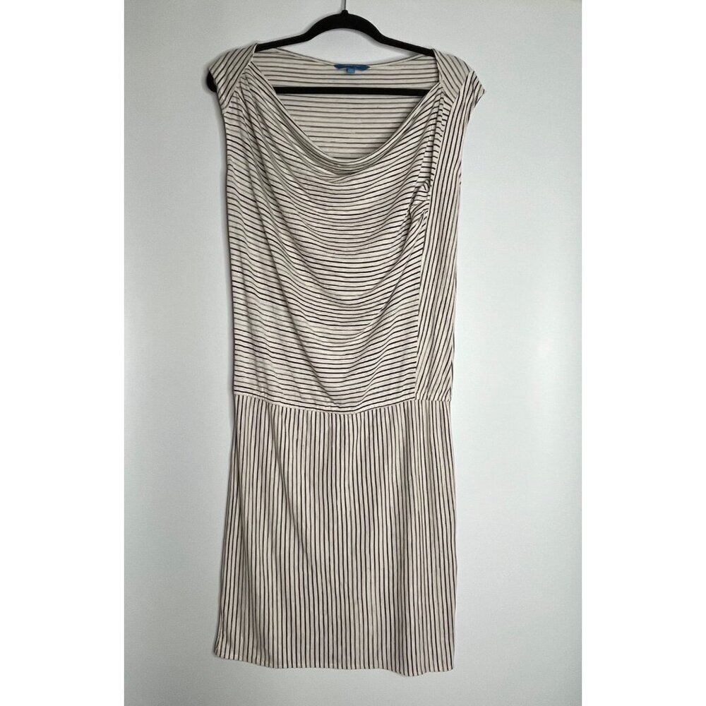 Derek Lam For Design‎ Nation Rio Cap Sleeve Striped Dress Linen Black Cream XS